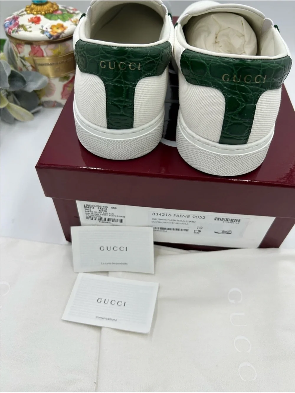 Men’s Gucci, ace canvas slip on sneakers w iconic web trim size 10 fits 10.5US